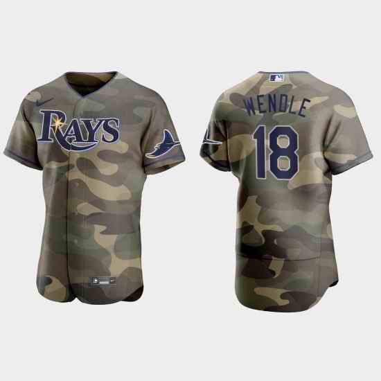 Tampa Bay Rays 18 Joey Wendle Men Nike 2021 Armed Forces Day Authentic MLB Jersey  Camo